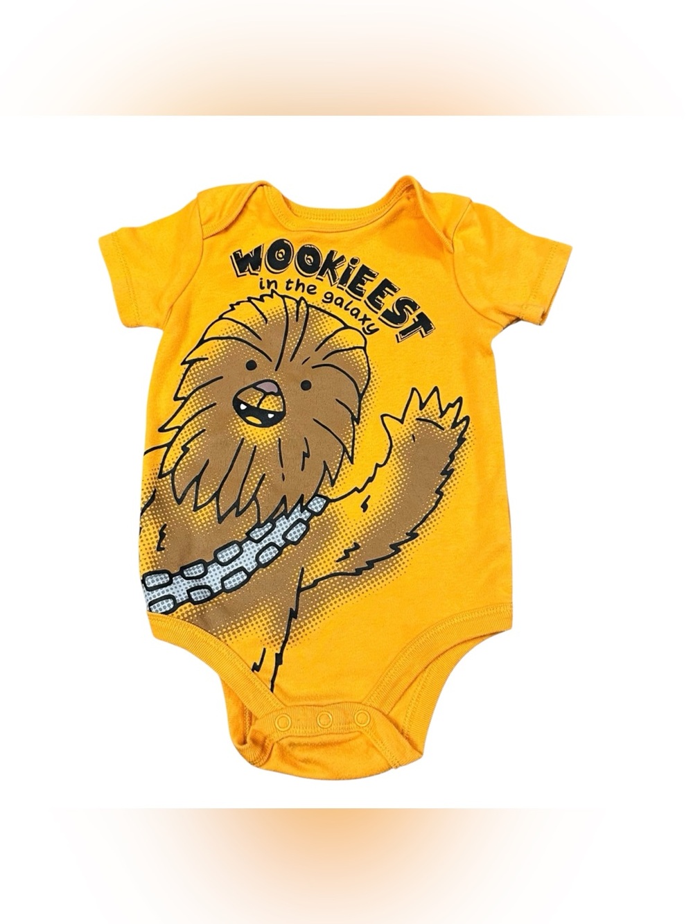 Star Wars Chewbacca Baby Bodysuit 12M Wookieest Galaxy Orange One Piece